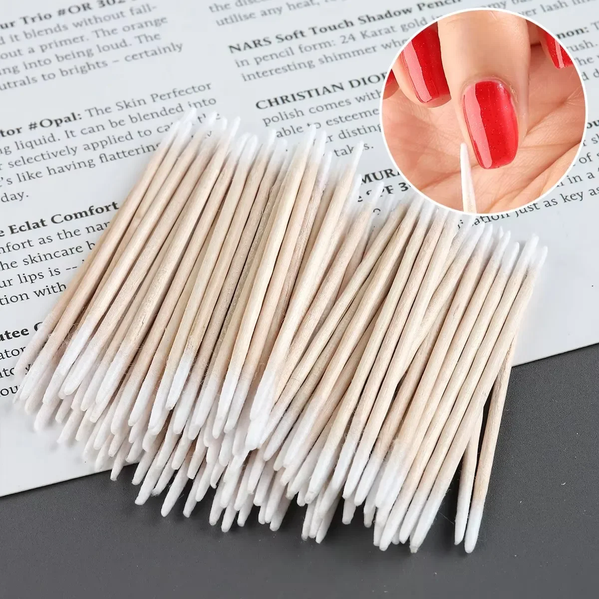 100-500Pc Nail Wood Cotton Swab Clean Sticks Nail Polish Remover Art Tool Wooden Cotton Head Manicure Corrector Nail Polish Tool