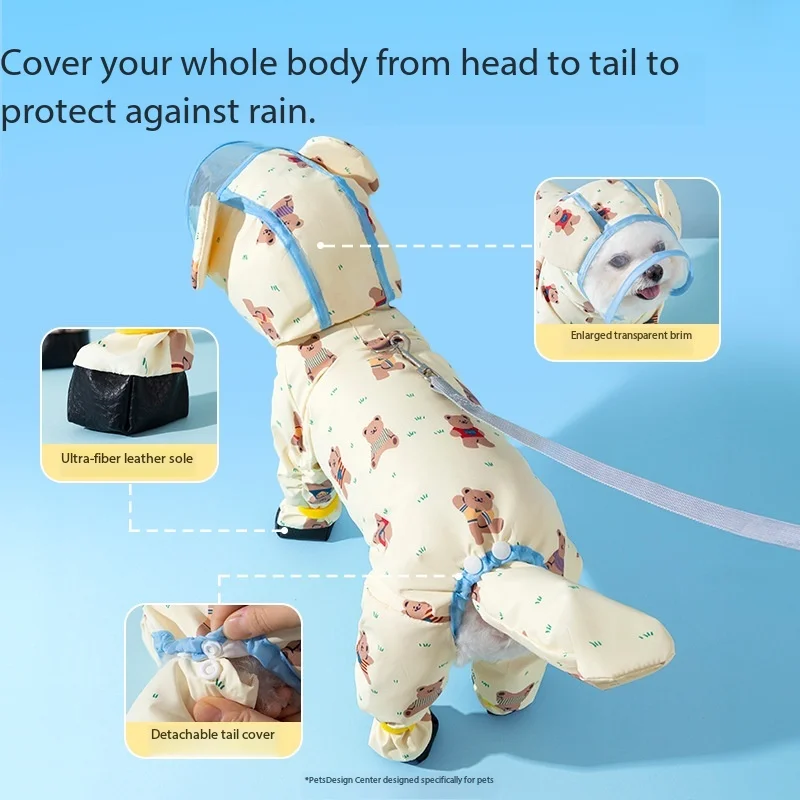 Pet Cape Costume Cartoon Dog Hooded Raincoat Windproof Towable Dog Rain Cloak Adjustable Waterproof Small Dog Clothes Walk - view 2