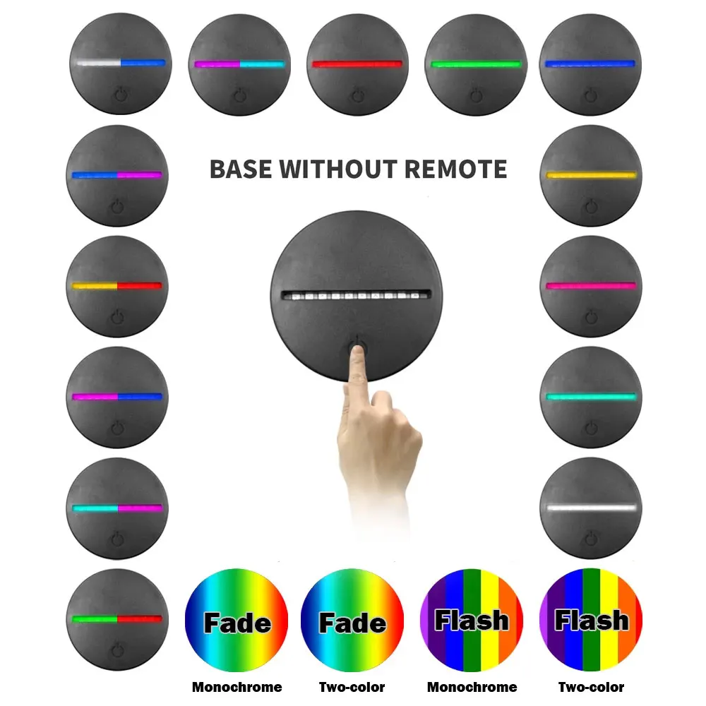 SOLOLANDOR two-tone LED Lamp Bases for 3D Illusion Night Light 7 Colors Touch Switch Replacement Base for 3D Table Desk Lamps