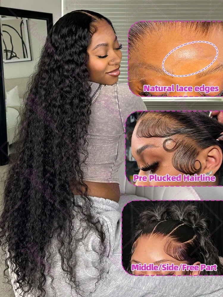 

250 Density Curly Wigs Human Hair 13x6 HD Deep Wave Lace Frontal Wig Transparent 6x6 Glueless Closure Brazilian For Black Women