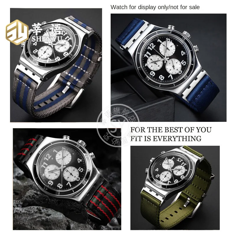 حزام ساعة نايلون متين من Shenyu ، سوار بديل سوار ساعة ، عالي الجودة ، سواتش YVS420 ، YVS454 ، YVS451 ، سلسلة YVS400