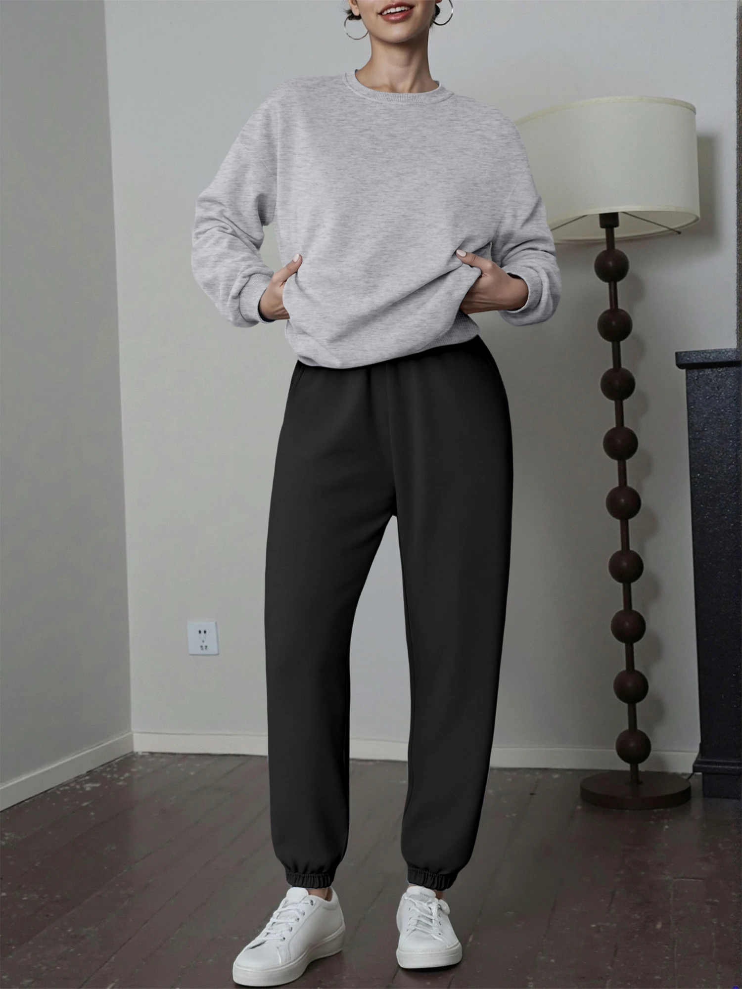 Drop‑Shoulder Loungewear Tracksuit, Soft Matching Sweat Outfit for Multi‑Scene Wear