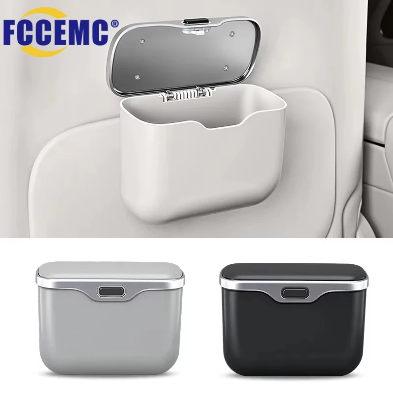 Hanging Car Trash Can with Lid Car Door Side Storage Organizer Multi-Function Garbage Bag Back Seat Auto Interior Organizer Box