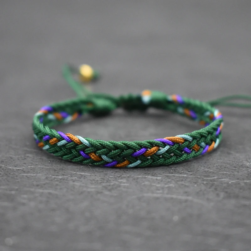 Colorful Bohemia Waved String Braided Friendship Bracelets Ethnic Multicolor Weave Textured Adjustable Bracelet Gift for Couple