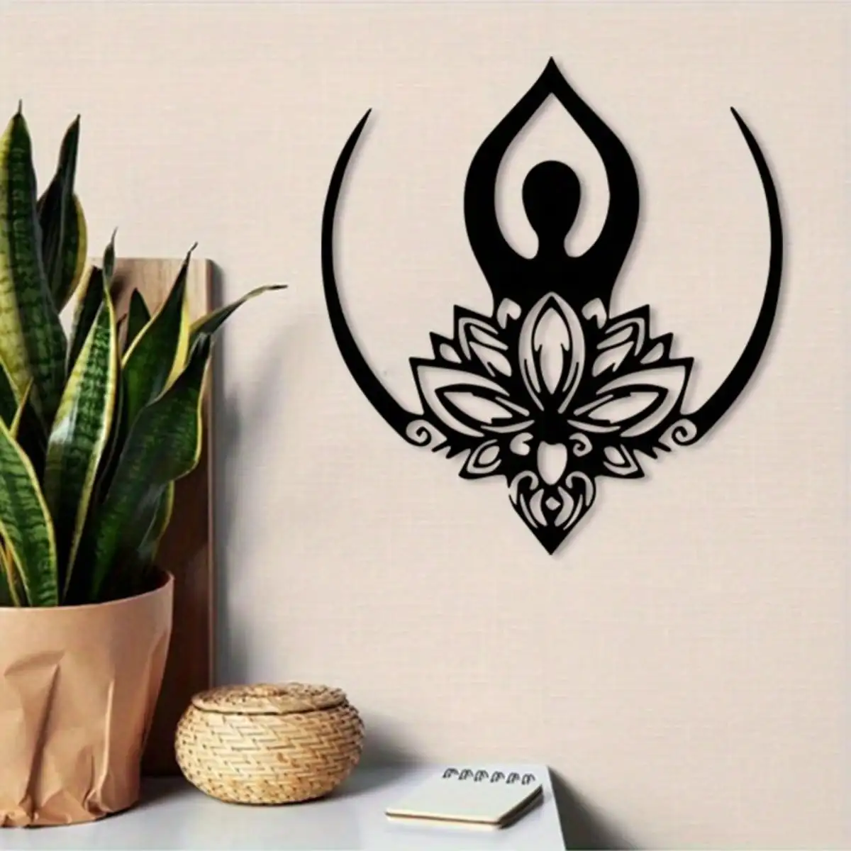 Lotus Zen Iron Wall Art Vintage Openwork Metal Meditation Decor Buddhist Inspired  Yoga Studio Serene Gift Rustproof Ornament