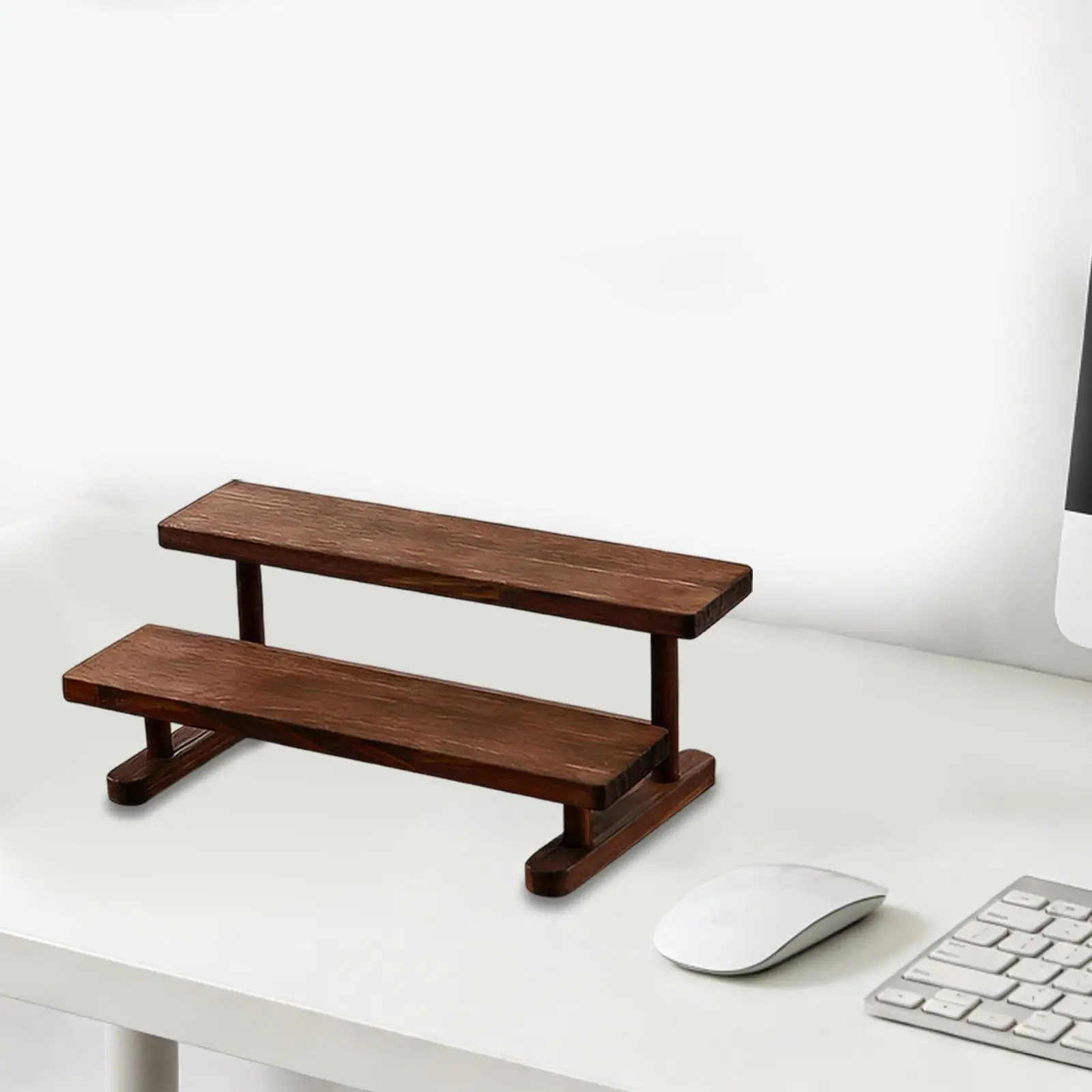 Tiered Wooden Display Shelf Riser Stand Holder for Perfume Jewelry Cake Figurine Collectible Toy Retail