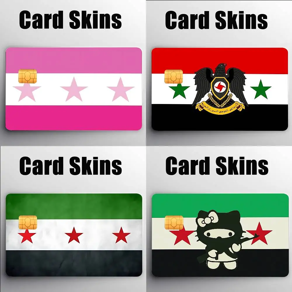 

S-Shuria S-Syria Flag Card Stickers Cartoon Decorative Small Waterproof Chip 4PCS Card Sticker New Anti-Scratch
