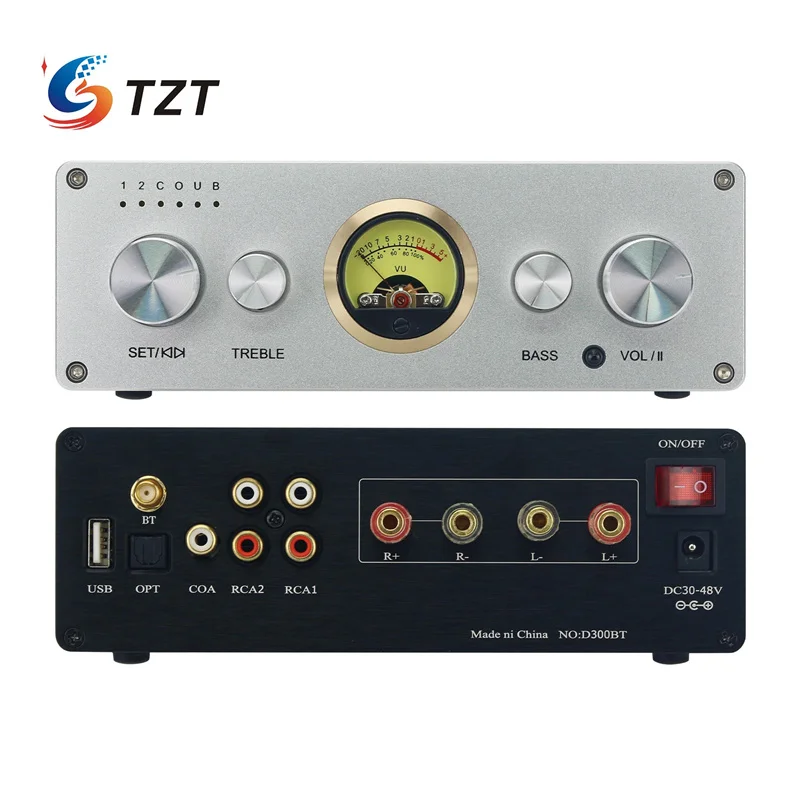 TZT D300BT TPA3255 300W+300W Digital Power Amplifier Two Channel Amplifier BT5.0 Power Amp with Remote