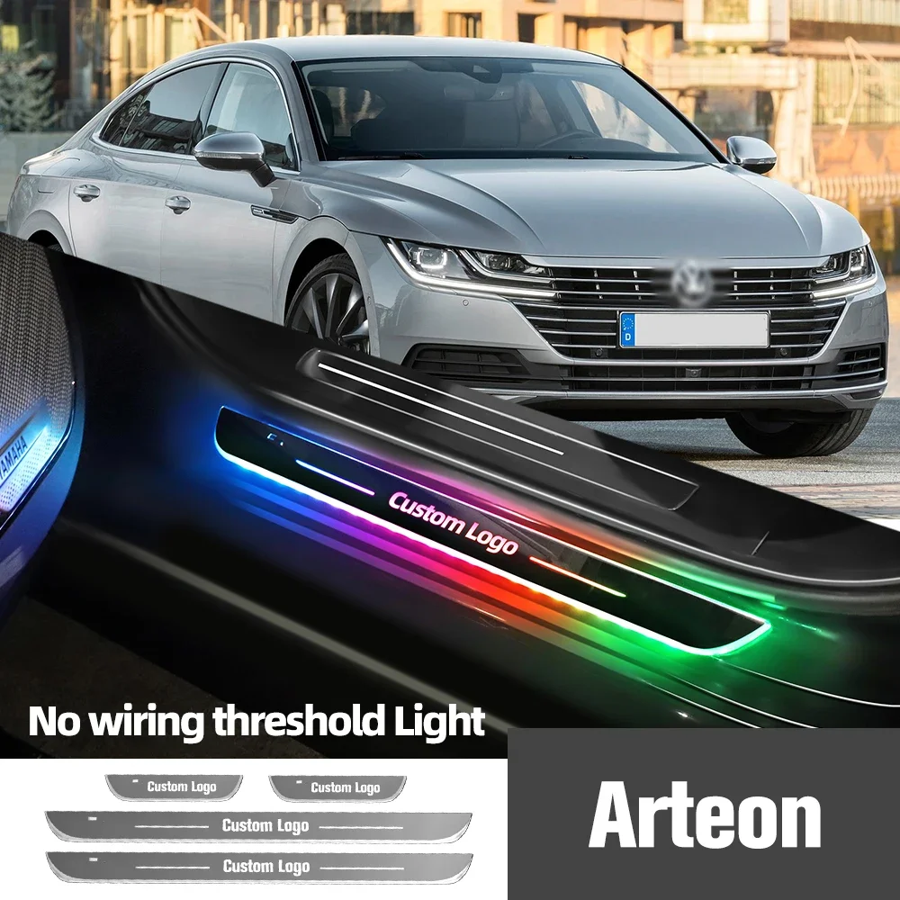 

Для Volkswagen VW Arteon 2017-2023 2021 2022, автомобильный порог, индивидуальный логотип, светодиодный светильник, порог, педаль, аксессуары