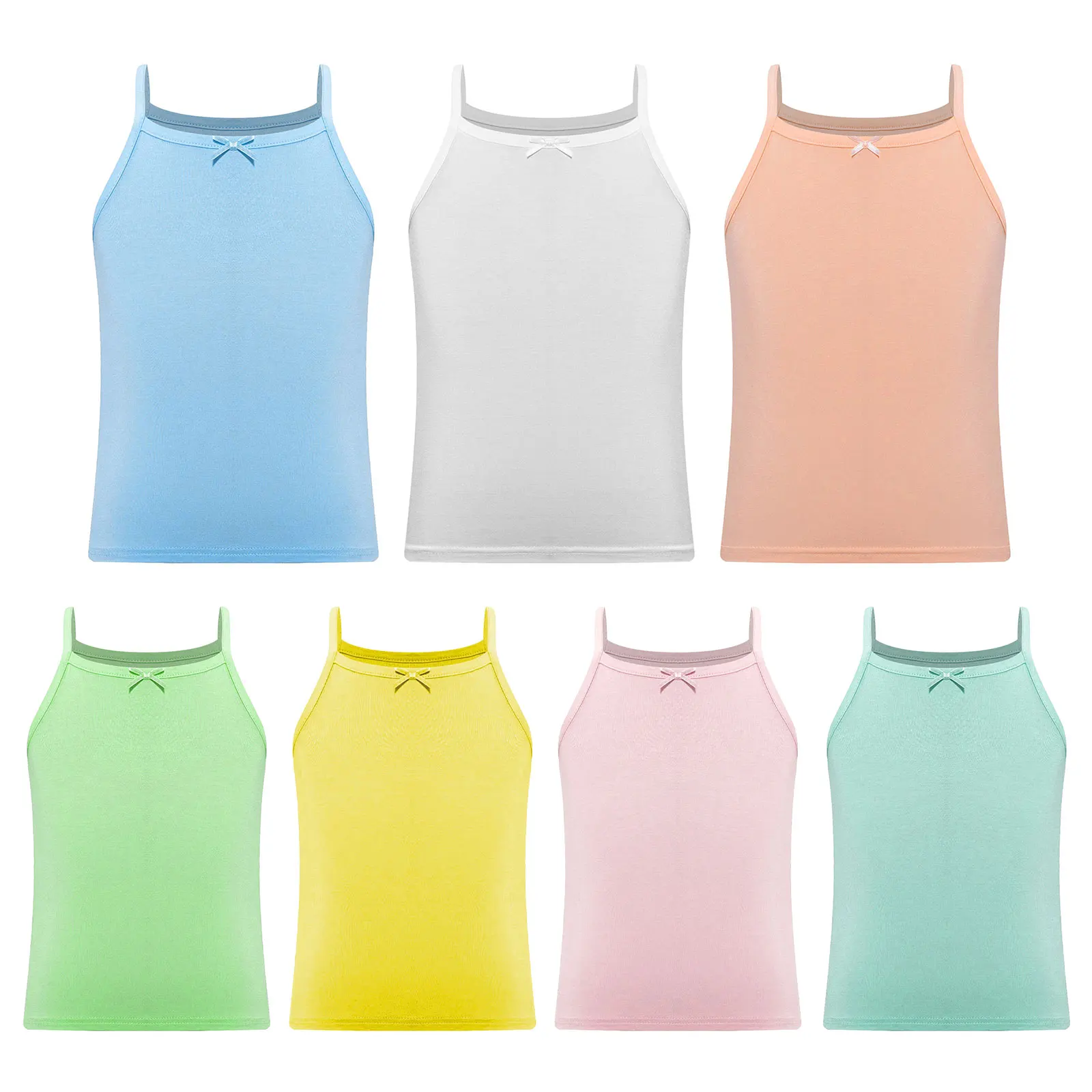 Kids Girl Solid Color Undershirt Tank Tops Camisole Underwear Bib Shirts Vest Tank Top Sport Yoga Fitness Gymnastics Workout