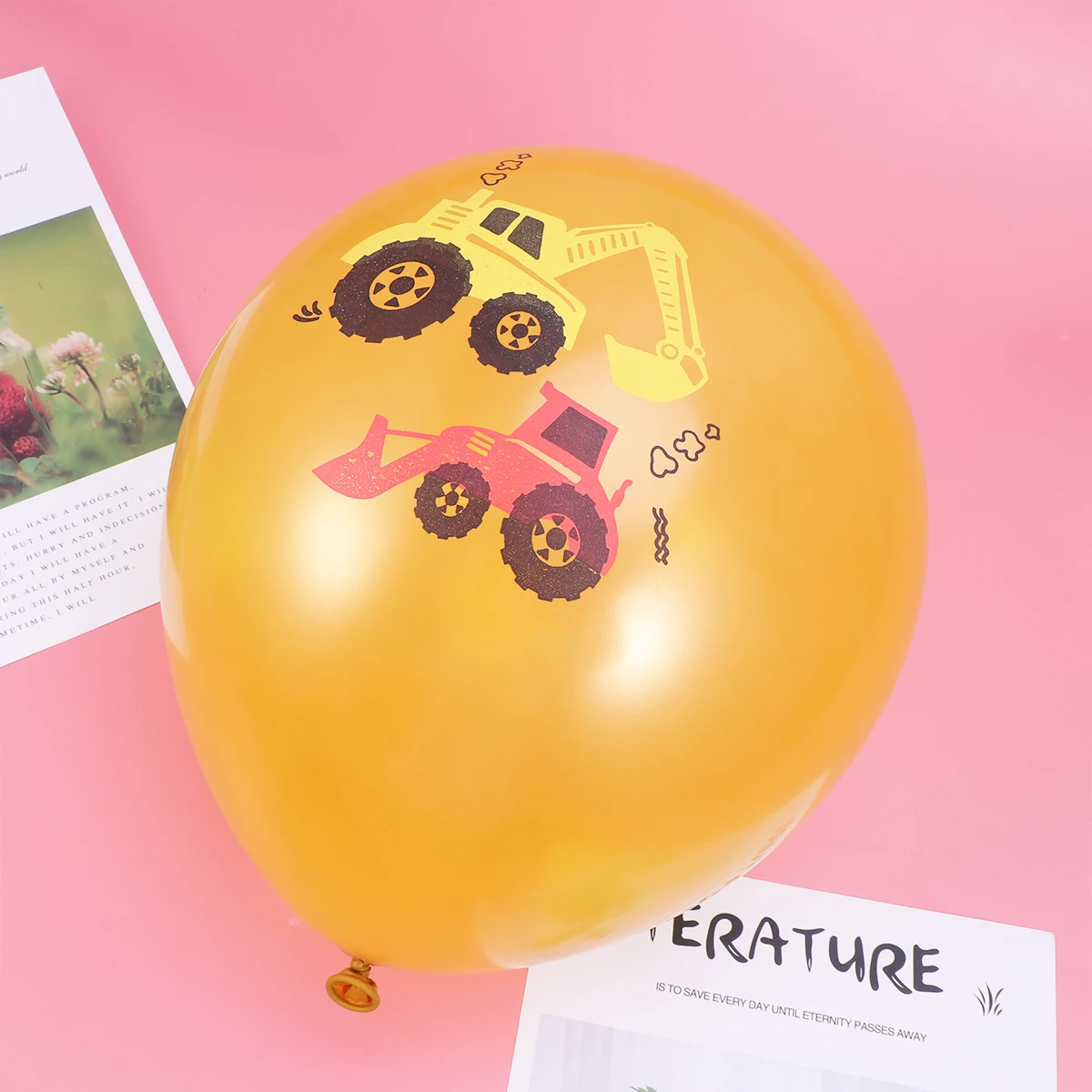 

10 Pcs Excavator Balloons Kit Colorful Party Decoration Supplies Latex Engineering Vehicle Birthday Theme Kids Favor