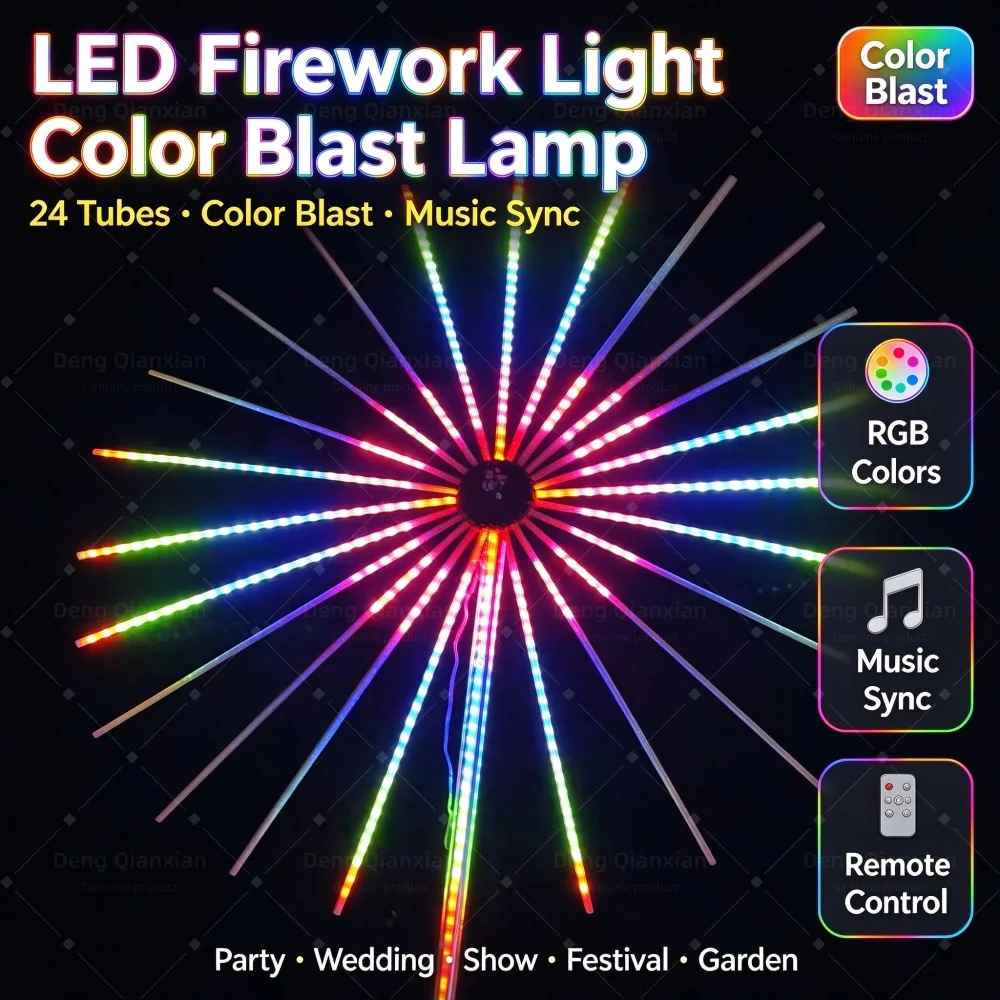 New Firework Lights, Sound Activated Dancing, RGB Colorful, Waterproof, Multiple Modes, Bluetooth APP, Park Square Decor