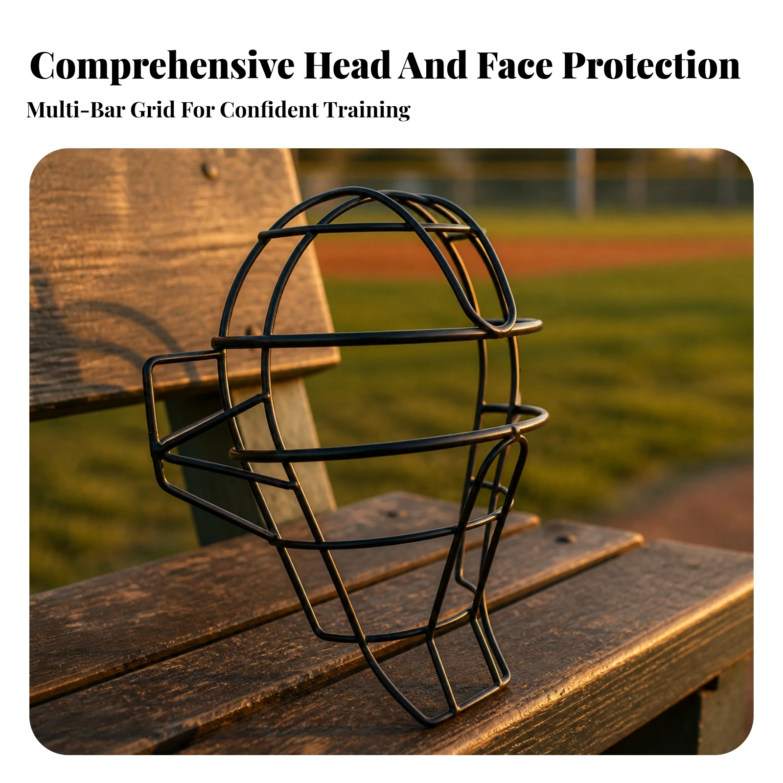 Baseball Face Mask with Head Support Loop Breathable Baseball Face Mask Sports Safety Gear Unobstructed View Shock Absorbing