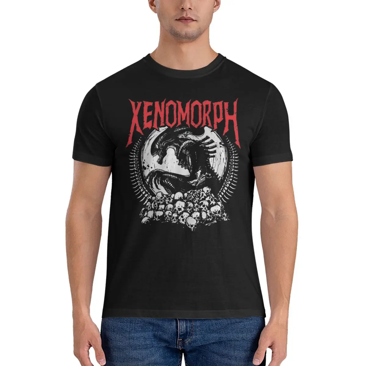 Alien Death Metal Xenomorph T Shirt Men Women 100% Cotton Funny T-Shirt O Neck Tees Short Sleeve Clothing Gift Idea