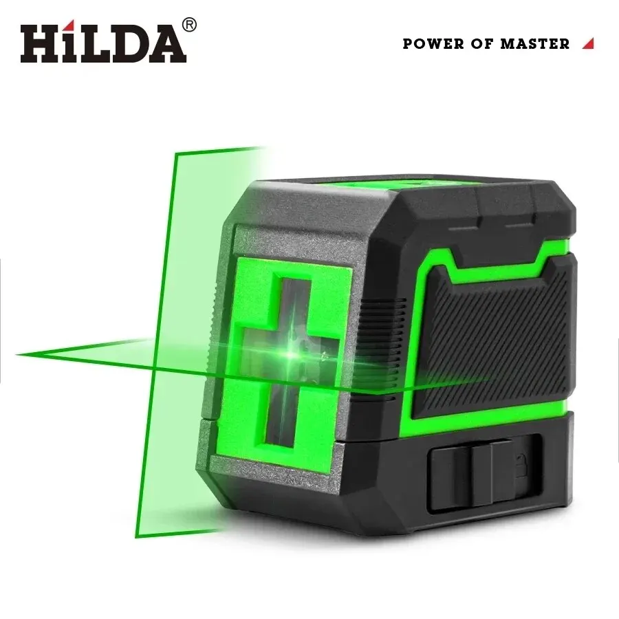 HILDA 2 Lines Green Beam Laser Level Mini Portable Horizontal And Vertical Cross Super Powerful Self-Leveling