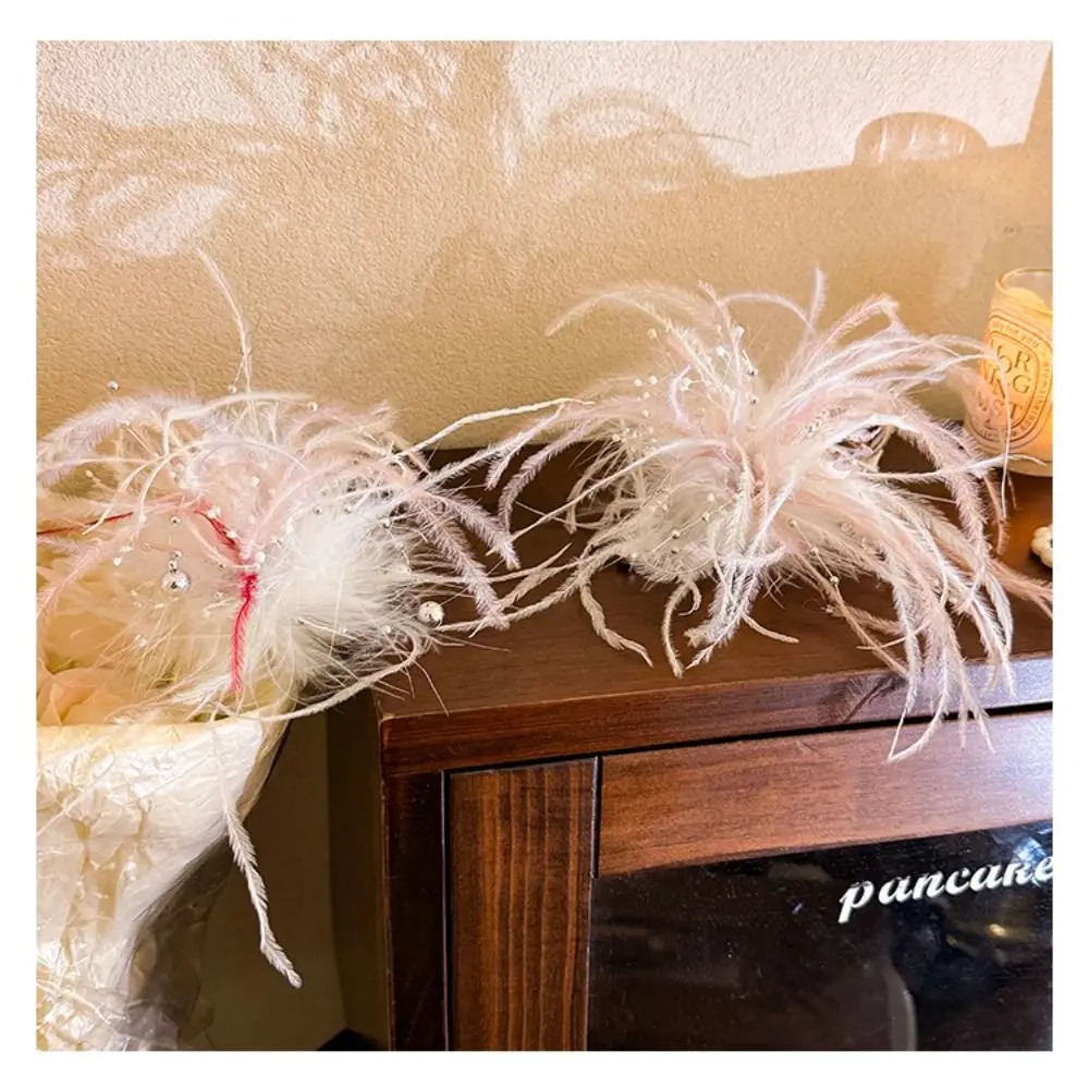 جديد الألعاب النارية ريشة الشعر كليب اللؤلؤ الجنية منقار البط كليب أنيقة إكسسوارات الشعر الجانب مشبك شعر الفتيات