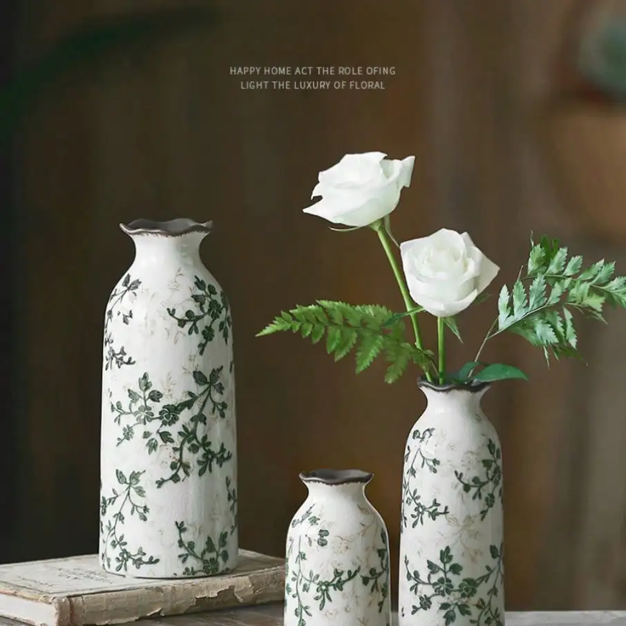 Crackle Ceramic Flower Vase Hydroponic Vase Table Decor Floral Arrangement Valentine's Day Gifts Birthday Graduation Gift