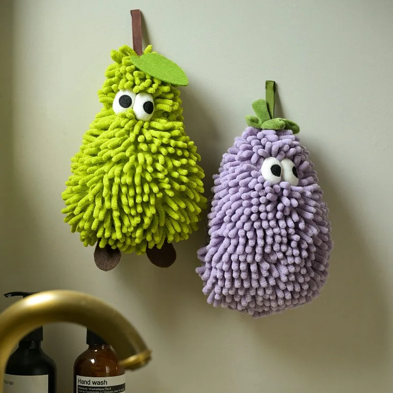 Pear hand towel Chenier hanging type big eyes small towel household bathroom water absorption thickened without hair loss wipe