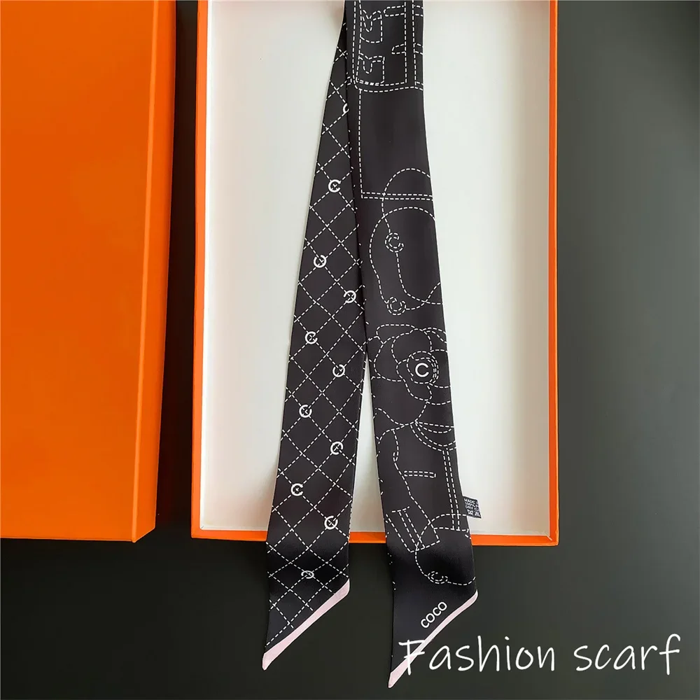 Korean Versatile Chain Tassel High Quality Mulberry Silk Twill Silk Ribbon Wrapping and Binding Bag Handle Ribbon Small Scarf