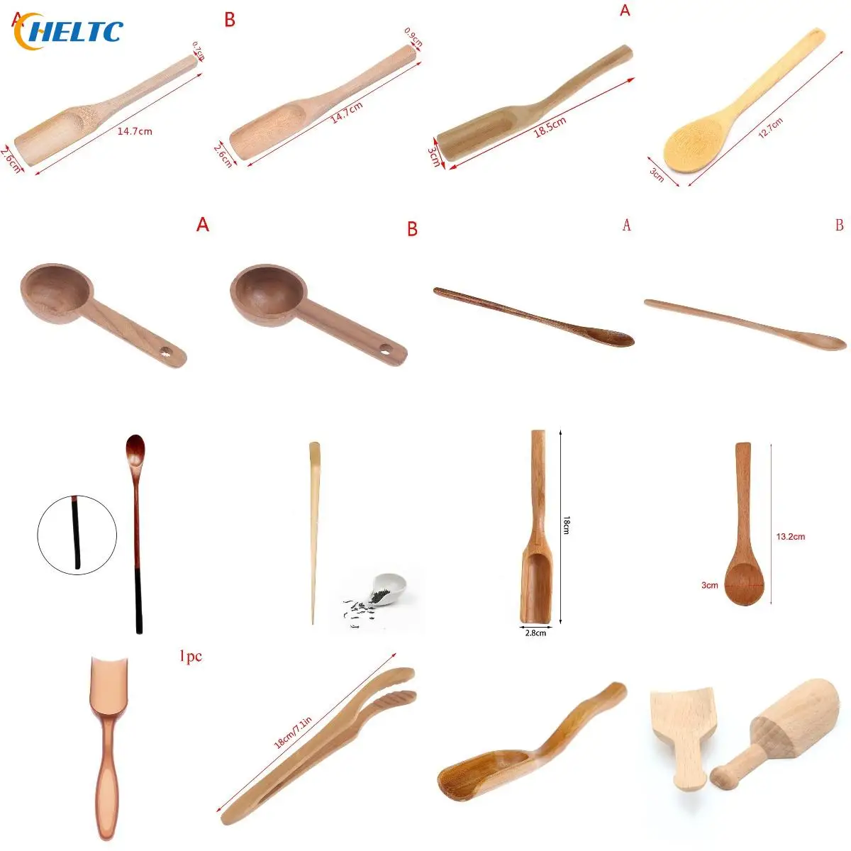 1PCS Creative Home Black Walnut Beech Wood Manual Spoon Measuring Spoon  Coffee Powder Measuring Spoon Kitchen Accessories