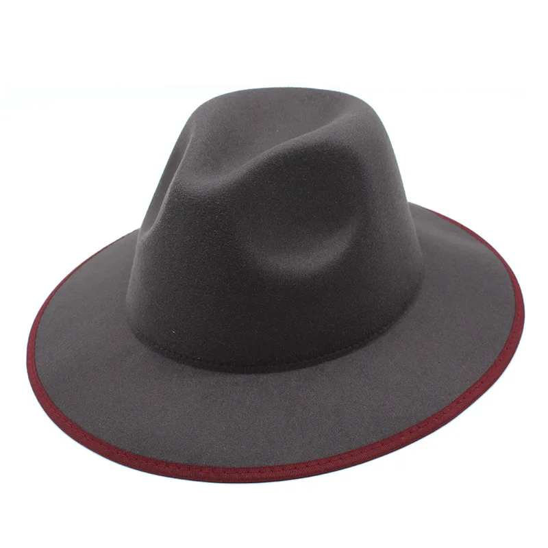 Color Woolen Hat Two Color Edging Felt Cap Women S Flat Brim Fedora Hat Men S European And American Popular Two Color Hat