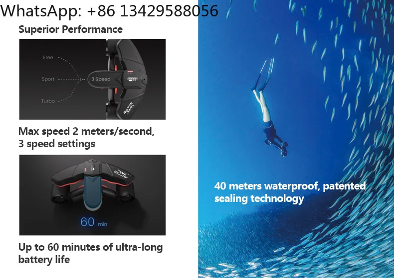 2025 Navbow Smart Underwater Scooter with Action Camera OLED Display 40M Waterproof for Water Sports