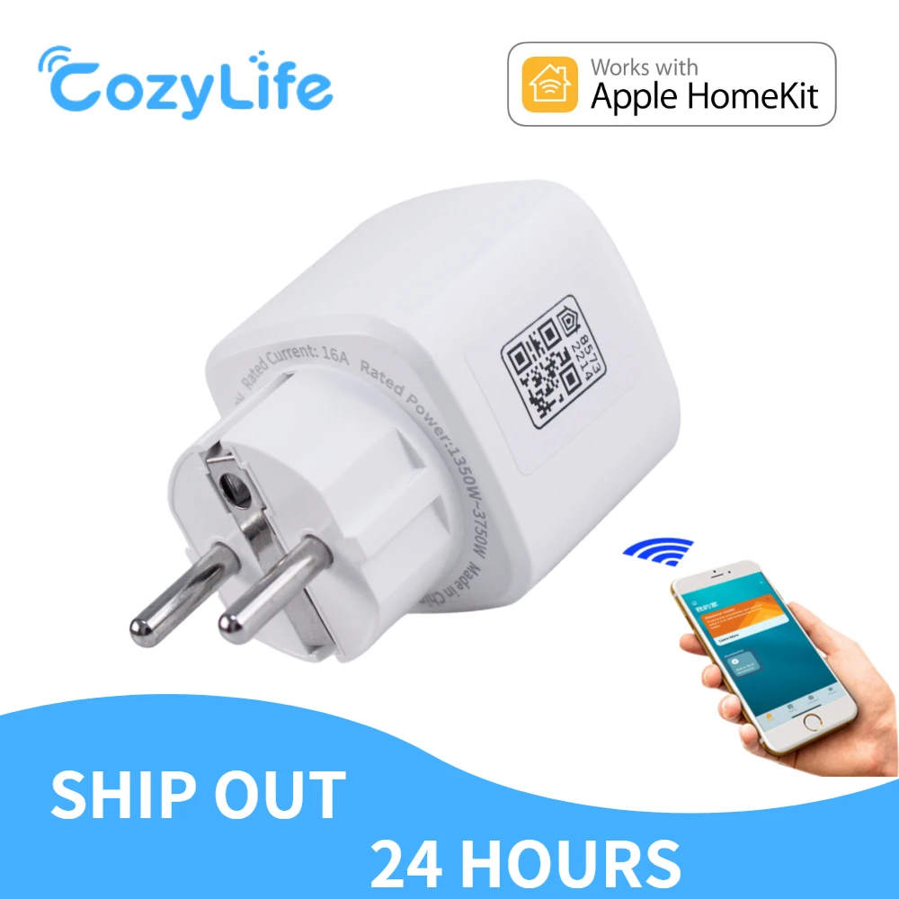 Apple HomeKit and CozyLife Wi-Fi Smart Outlet 15A Siri Voice Alexa Google Home Alice Home Assistant Timer Switch