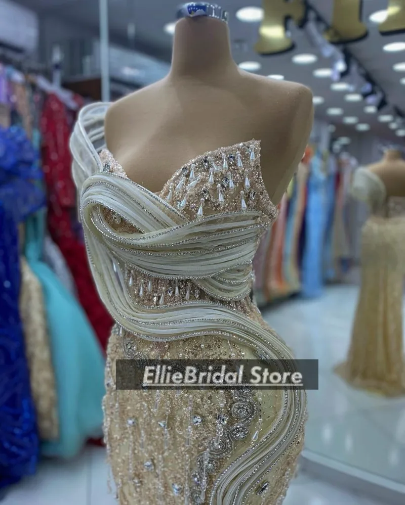 Потрясающие вечерние платья с блестками, роскошный наряд для вечеринки, на одно плечо, платья для выпускного вечера с кристаллами и русалкой, 2025 секунды, платье по индивидуальному заказу