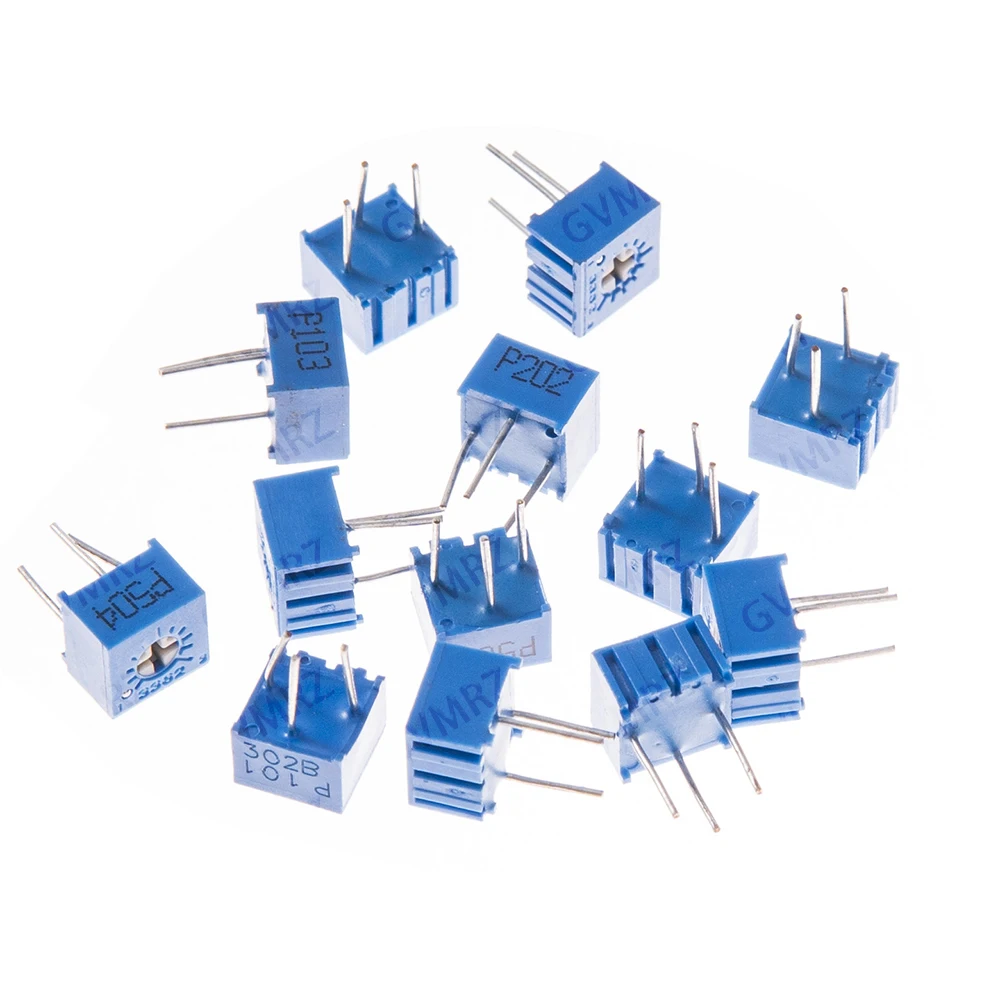 13PCS 3362P 500R 1K 10K 20K Potentiometer Kit 13Values 100R-1M 1k 10k Variable Resistor for Electronics Projects 100R 200R 5K
