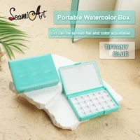 SeamiArt-caja de pintura de plástico portátil, 12/24 vigas, paleta de acuarela, aceite, acrílico, pintura Gouache, subpaquete para suministro de arte