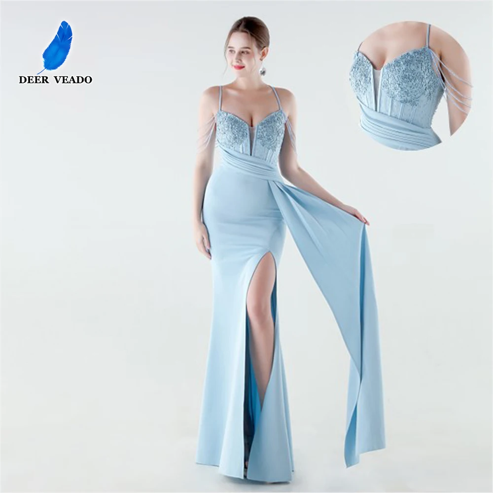 DEERVEADO Luxury Hand-Stitched Beadwork Evening Dress Formal Party Dresses for Special Occasions Graduation Prom Dresses Long