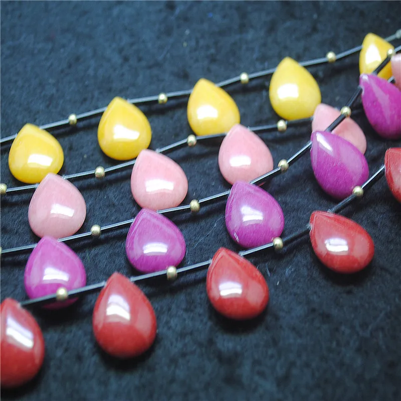 8PCS 29X18MM New Natural Jade Stone String Tear Drops For Women Necklace Making Top Fashion