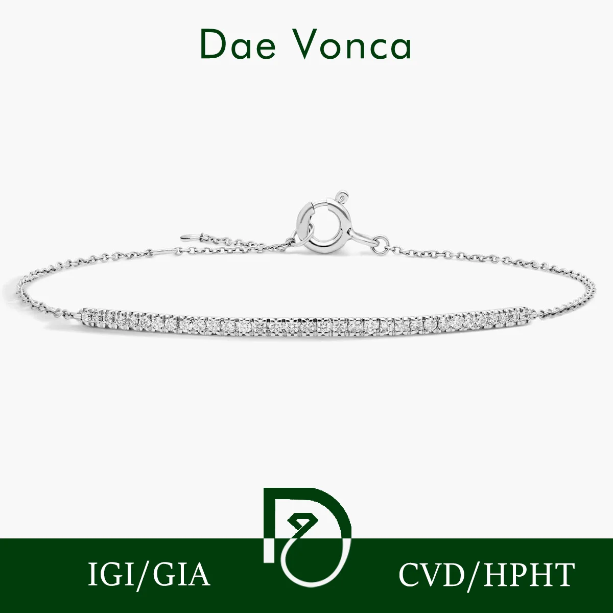 PT950/14K/18K White Gold Round Shaped Lab Grown Diamond Bracelet Mini Pavé Lab Diamond Half Line Bracelet Fine Jewelry for Women