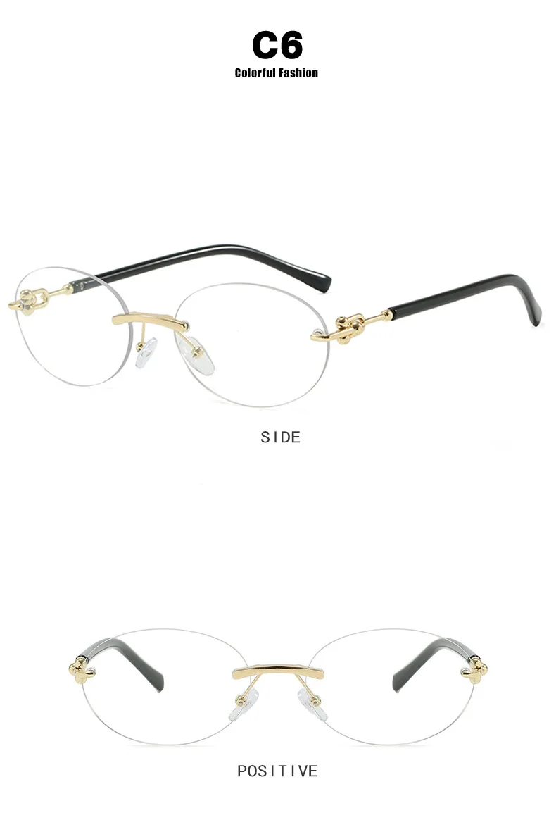 Mode ovale randlose Sonnenbrille für Frau beliebte runde rahmenlose Sonnenbrille Shades Retro hochwertige Unisex stilvolle Brillen – Detail 9