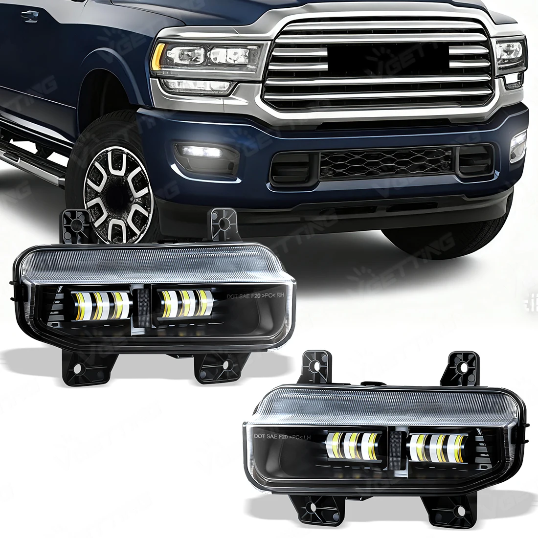 

Противотуманная фара в сборе для Dodge Ram 1500 2500 3500 2019 2020 2021 2022 2023 2024 6 светодиодная противотуманная фара, передний бампер, аксессуары для фар