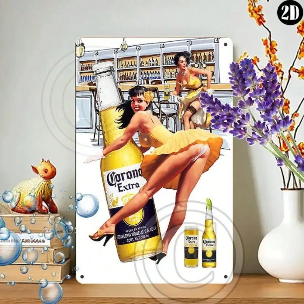 Cartel de pared de metal estilo vintage Corona Extra Beer - Placa decorativa de barra Man Cave, 20x30 cm/8x12 pulgadas, perfecta para la sala de estar