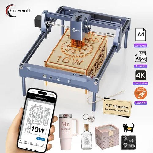 Carverall K15Pro grabador láser portátil 5W máquina de grabado de diodo herramienta de bricolaje para principiantes para madera cuero acrílico