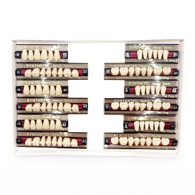 3 Sets/ Box Dental Resin Teeth Full Mouth Polymer Denture Economical Tooth A2 A3 2 Layers Dentistry Materials Wear-resistant