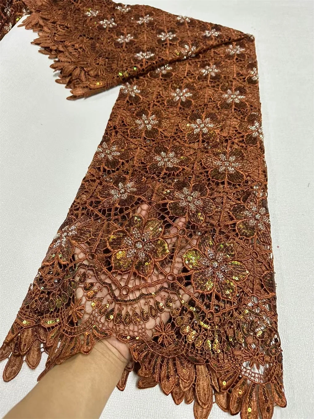 

African French Guipure Cord Lace Fabric 2025 Hot Sale Nigerian Water Soluble Lace Fabric For Women Wedding Party Dresses