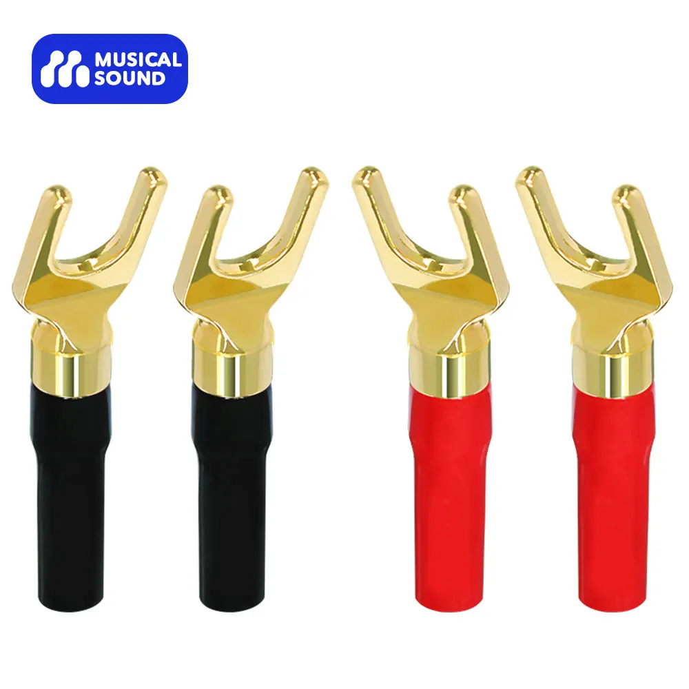 Som Musical 4PCS Banana Plugs Suporte 12AWG para 18AWG Fios Banhado A Ouro Speaker Connector para Audio Wire Amplificadores Conectores