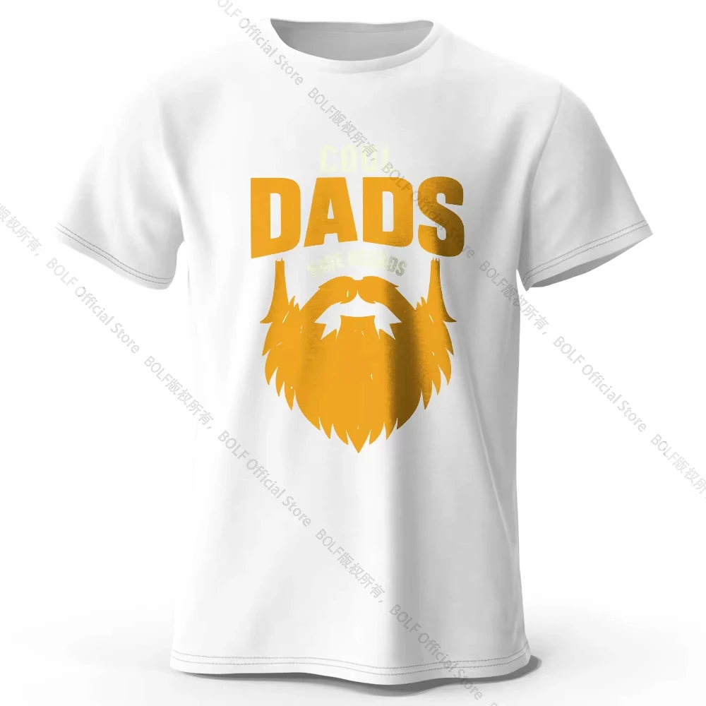 Men's Cool Dad with Beards Printed T-Shirt 100% Cotton Oversized Funny Graphic Tees for Women Summer Tops Humor Streetwear