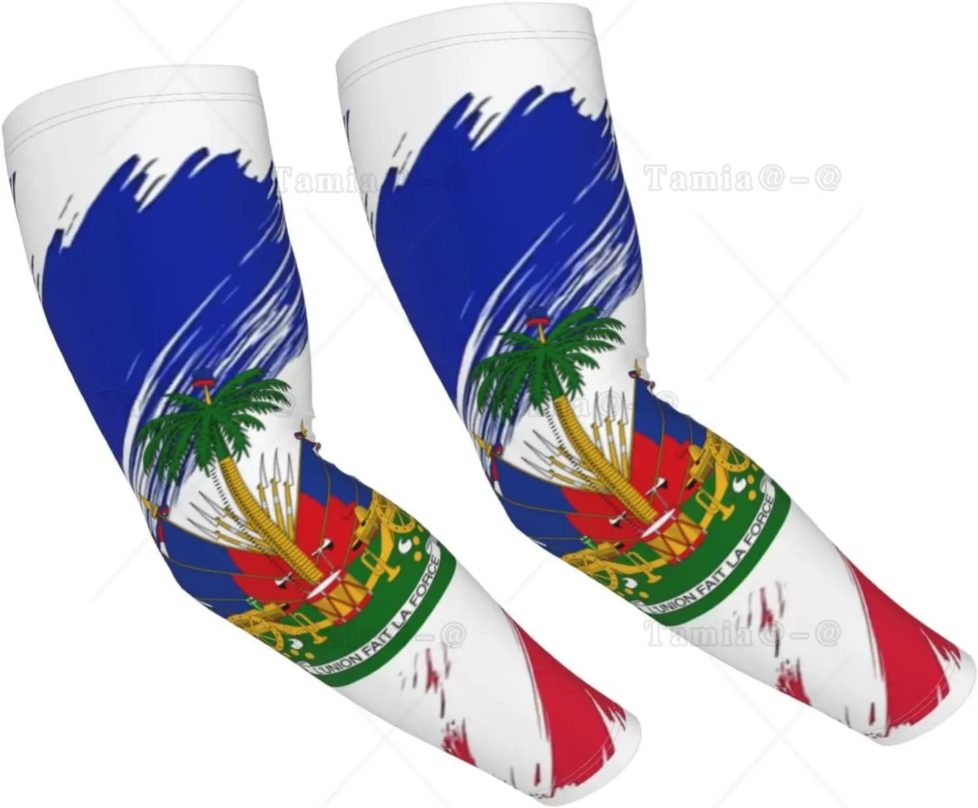 

Haiti Shooter Sleeves for Women Men Haitian Sun Cooling Arm Haiti Flag Arm Cover Sleeves