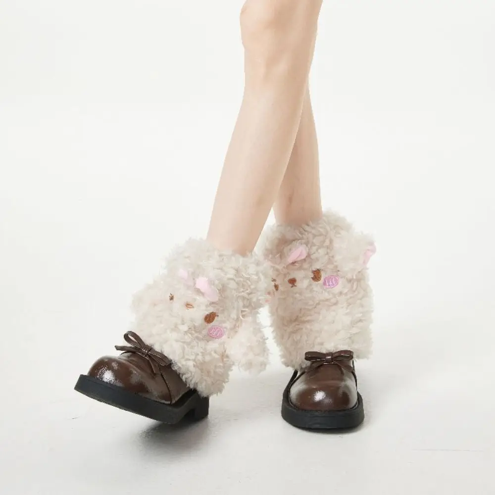 

Kawaii Y2K Sheep Ear Leg Warmers Spicy Girls JK Bow Foot Cover Wind Protection Thicken Warm Boots Cover Streetwear