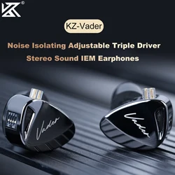 KZ Vader IEM Earphone Noise Isolating Triple Driver 4 Tuning Switches Clarity in All Frequency Stereo Sound Comfortable Earphone