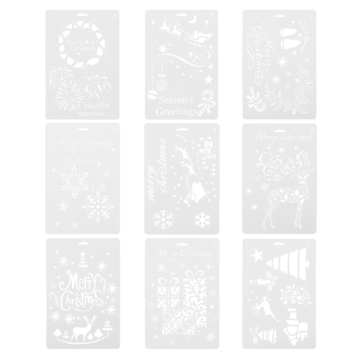 

9Pcs Christmas Painting Stencils Templates for DIY Festival Xmas Decoration Christmas stencils Christmas template