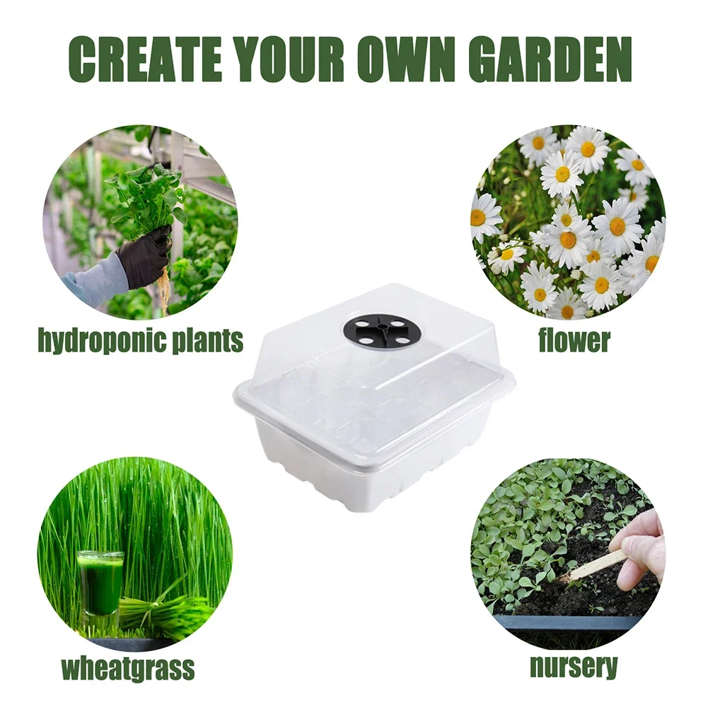 12 شبكة البذور كاتب صينية مع ثقب التهوية البذور زراعة زراعة صندوق صغير الدفيئة النبات كاتب عدة حديقة