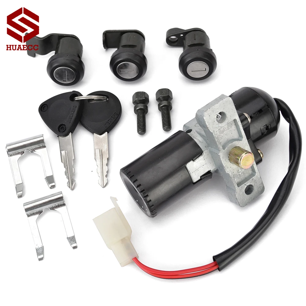 Fuel Gas Cap Ignition Switch Seat Lock with Key Kit for Honda FES125 FES150 Pantheon FES250 Foresight 35010-KEY-900