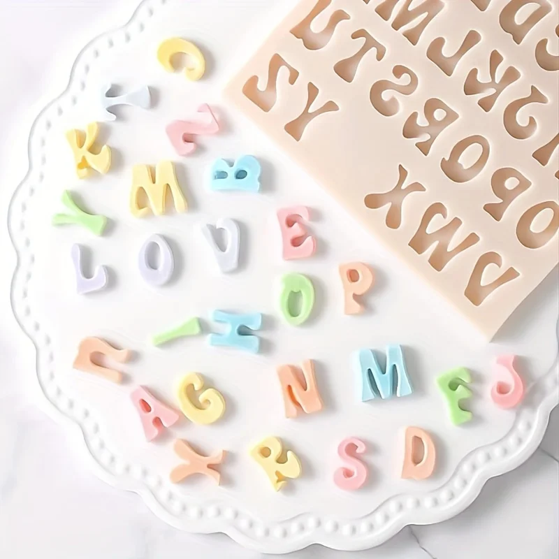 1pc 3D Mini Alphabets Cake Chocolate Biscuit Mold, Silicone Biscuit Mold, Kitchen Handmade Candy Jelly Pudding Mold, Clay Mold