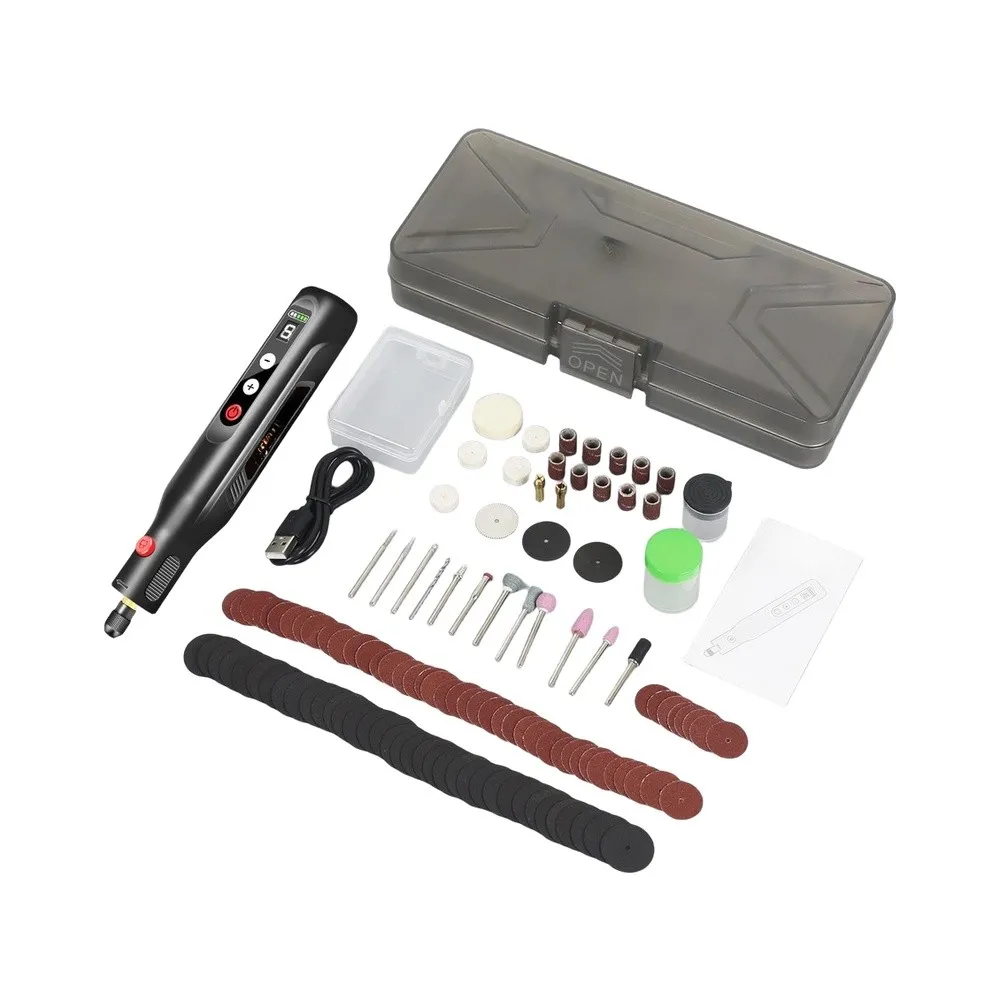 Rotary Engraving Pen Set for For jade Polishing Cutting and Carving 5000-18000 RPM Digital Display Portable Slim Design and LED