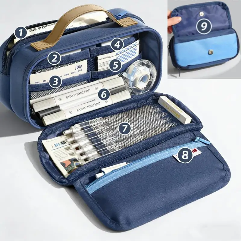 9-Layer Large Capacity Pencil Case - Durable Oxford Fabric, 